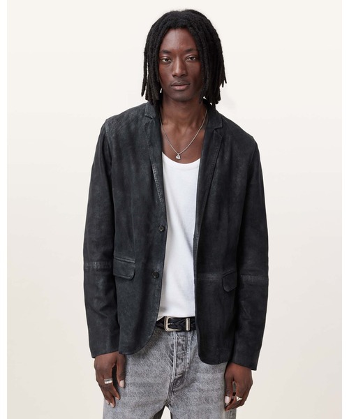ALLSAINTS(オールセインツ)の「【レザーフェアノベルティ付】MONET WAXED SUEDE BLAZER | MONET ワックスド スエード ブレザー(テーラードジャケット・メンズ・ブルー系その他・L/S/XL)」の1枚目の写真