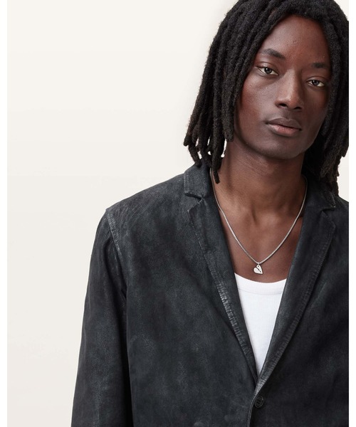 ALLSAINTS(オールセインツ)の「【レザーフェアノベルティ付】MONET WAXED SUEDE BLAZER | MONET ワックスド スエード ブレザー(テーラードジャケット・メンズ・ブルー系その他・L/S/XL)」の4枚目の写真