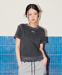 リバースステッチクロップTシャツ_チャコール