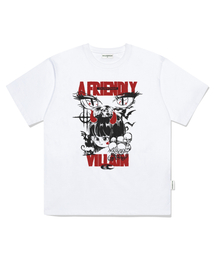 ESCAPEFROM（エスケープフロム）の「レッドフレンドリービランプリントオーバーサイズ半袖Tシャツホワイト（Tシャツ/カットソー）」