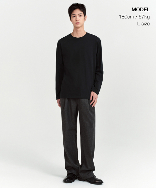 MUSINSA STANDARD（ムシンサスタンダード）の「ベーシック長袖Tシャツ[ブラック]（Tシャツ/カットソー・メンズ・その他・LARGE/X-LARGE/XX-LARGE/SMALL/MEDIUM/XXX-LARGE）」の2枚目の写真