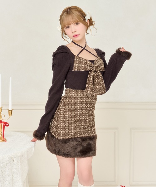 セール】【8周年記念アイテム】ファー付きニットスカート【ZOZOTOWN