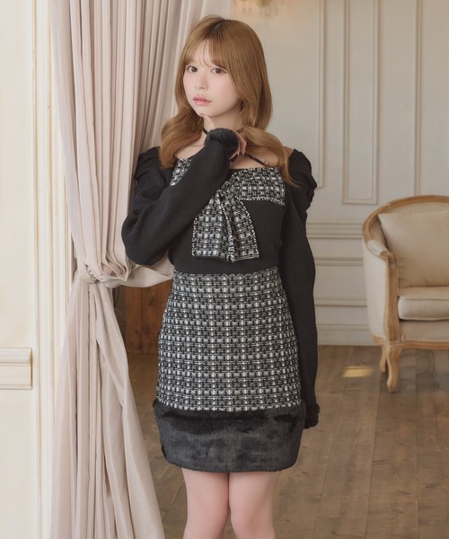 セール】【8周年記念アイテム】ファー付きニットスカート【ZOZOTOWN