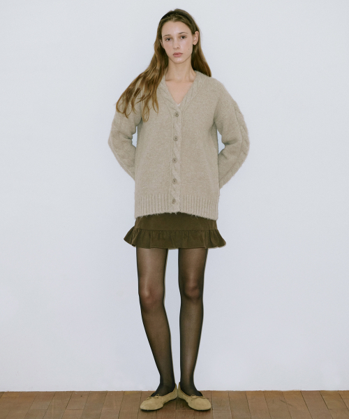 SINOON(シヌーン)の「Hairy Fisher Cardigan (Light Khaki)(カーディガン/ボレロ・レディース・オリーブ・FREE)」の3枚目の写真