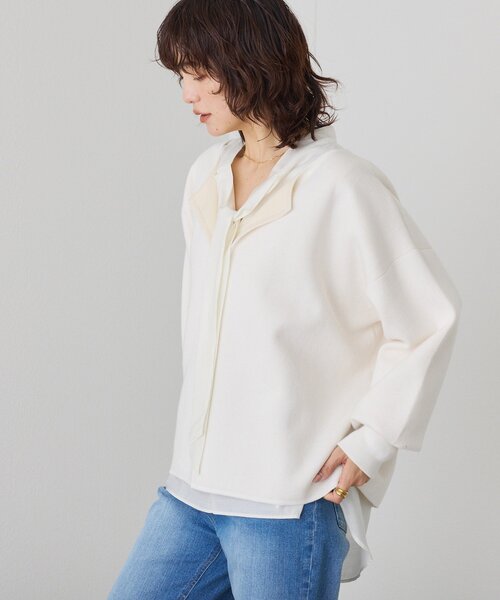 RIVE DROITE(リヴドロワ)の「【抜け感◎】キーネッククッションニット(ニット/セーター・レディース・オフホワイト/チャコールグレー/ベージュ・FREE)」の1枚目の写真