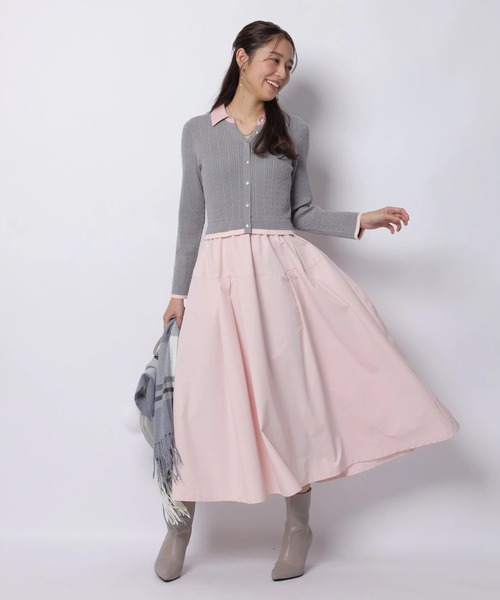 JUSGLITTY(ジャスグリッティー)の「スキッパーケーブルドッキングワンピース(ワンピース・レディース・グレイッシュベージュ/グレー・1/2)」の1枚目の写真