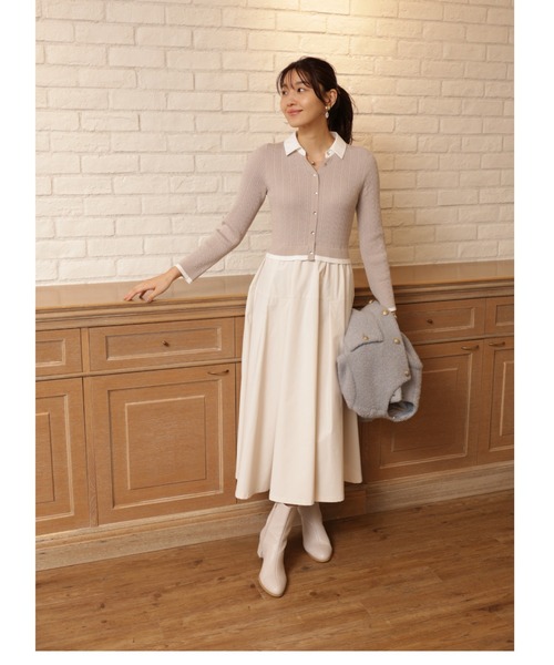 JUSGLITTY(ジャスグリッティー)の「スキッパーケーブルドッキングワンピース(ワンピース・レディース・グレイッシュベージュ/グレー・1/2)」の12枚目の写真