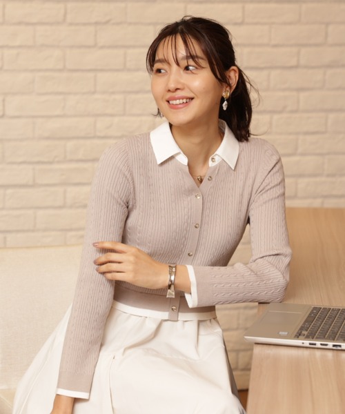 JUSGLITTY(ジャスグリッティー)の「スキッパーケーブルドッキングワンピース(ワンピース・レディース・グレイッシュベージュ/グレー・1/2)」の13枚目の写真