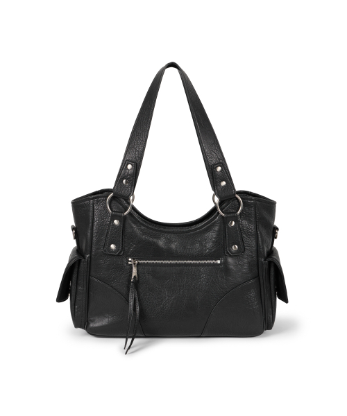 セール】Studded Leather Shoulder Bag (Black)（ショルダーバッグ