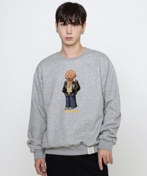 GRAVER（グレーバー）の「[ユニセックス]タトゥードッグペリトマンツーマン_グレー（スウェット・レディース・グレー・LARGE/MEDIUM/X-LARGE）」の2枚目の写真