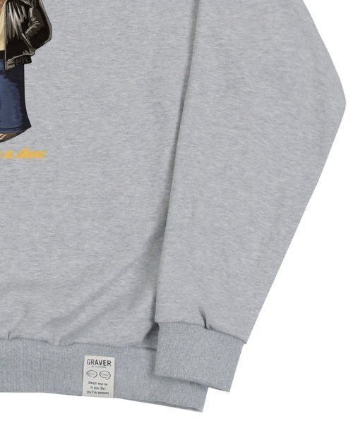 GRAVER（グレーバー）の「[ユニセックス]タトゥードッグペリトマンツーマン_グレー（スウェット・レディース・グレー・LARGE/MEDIUM/X-LARGE）」の4枚目の写真