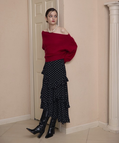 EIMY ISTOIRE（エイミーイストワール）の「ドットラッフルティアードスカート（スカート・レディース・アイボリー/ブラック・36/38）」の6枚目の写真