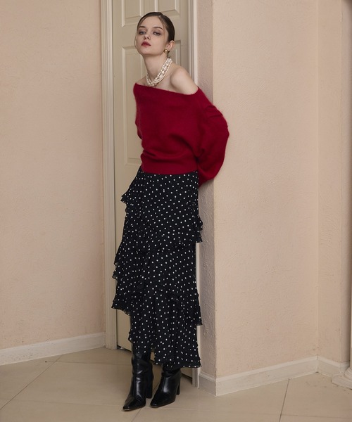 EIMY ISTOIRE（エイミーイストワール）の「ドットラッフルティアードスカート（スカート・レディース・アイボリー/ブラック・36/38）」の7枚目の写真