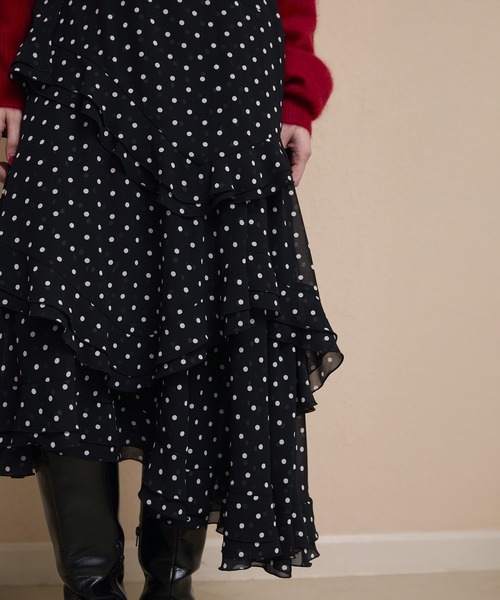 EIMY ISTOIRE（エイミーイストワール）の「ドットラッフルティアードスカート（スカート・レディース・アイボリー/ブラック・36/38）」の8枚目の写真