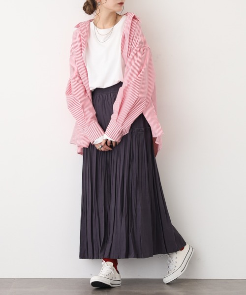 EGLANTINE(エグランティーヌ)の「EGLANTINE プリーツスカート(スカート・レディース・カーキ/ブラック/オレンジ/ダークグレー・40)」の12枚目の写真