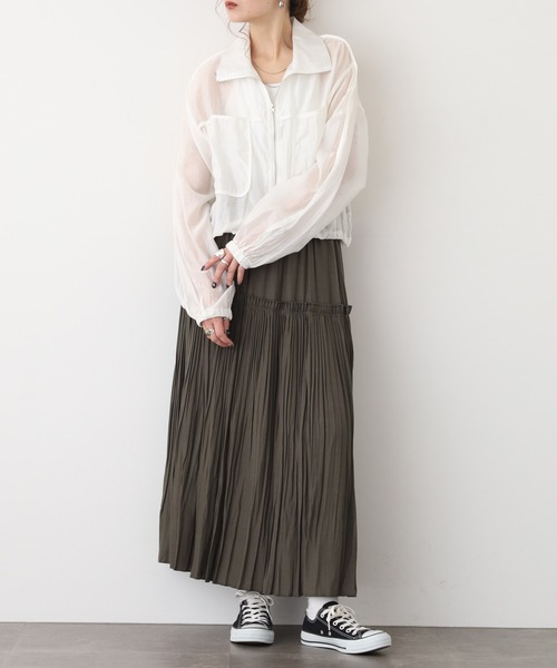 EGLANTINE(エグランティーヌ)の「EGLANTINE プリーツスカート(スカート・レディース・カーキ/ブラック/オレンジ/ダークグレー・40)」の16枚目の写真