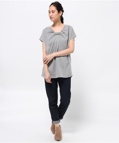 OUTLET（アウトレット）の「【Discoat Petit】20CVC前リボンチュニック（チュニック・レディース・杢グレー・MEDIUM）」の2枚目の写真
