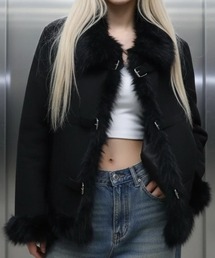 .KOM（ドットコム）の「A'GEM/9 × .kom 『.KOMZ/ドットケーオーエムゼット』Faux Mouton Belted Coat / フェイクムートンベルトコート（ムートンコート）」