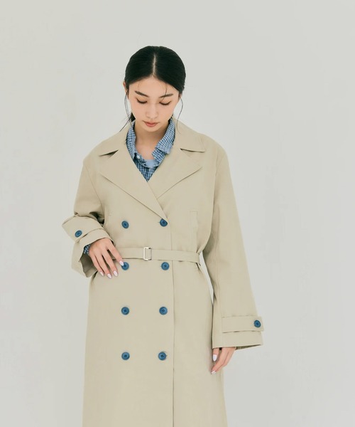 セール】ACCENT TRENCH COAT（トレンチコート）｜BLUE×PALANG（ブルー