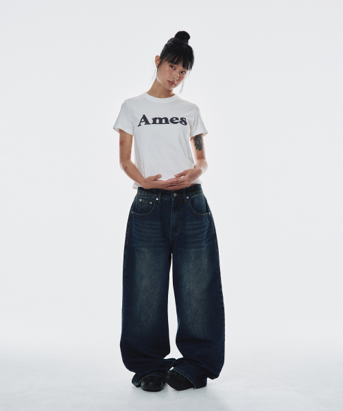AMESWORLDWIDE(アメスワールドワイド)の「BASIC LOGO DENIM APPLIQUE TEE WHITE (AM2EMUT514A)(Tシャツ/カットソー・レディース・その他・FREE)」の4枚目の写真