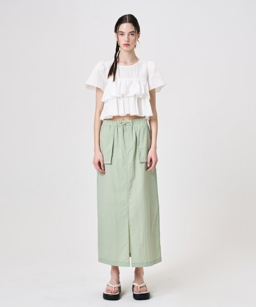 ETMON(エトモン)の「Pocket Stitch Maxi Skirt, Light Green(スカート・レディース・その他・FREE)」の4枚目の写真