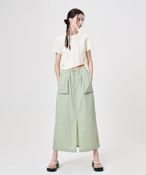 ETMON(エトモン)の「Pocket Stitch Maxi Skirt, Light Green(スカート・レディース・その他・FREE)」の5枚目の写真
