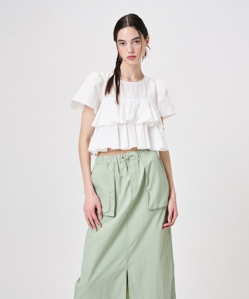 ETMON(エトモン)の「Pocket Stitch Maxi Skirt, Light Green(スカート・レディース・その他・FREE)」の6枚目の写真