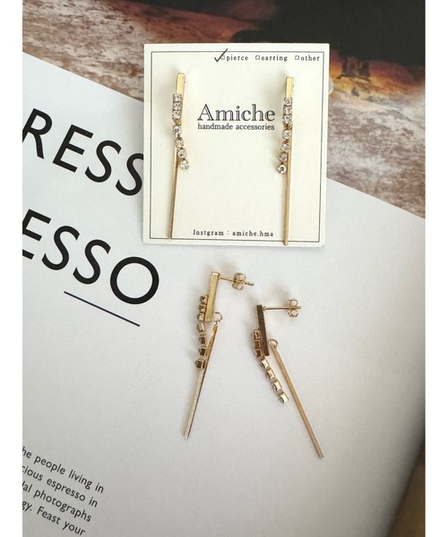 tone(トーン)の「【Amiche】スティックピアス(MA)(ピアス(両耳用)・レディース・ゴールド・FREE)」の1枚目の写真