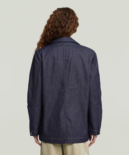 G-STAR（ジースター）の「【UNISEX】Oversized Blazer/オーバーサイズリジッドデニムブレザー（テーラードジャケット・レディース・ダークインディゴブルー・X-SMALL）」の2枚目の写真