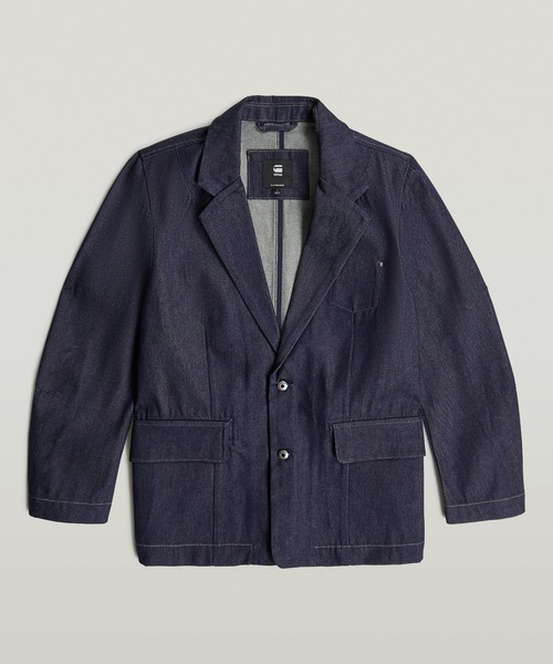 G-STAR（ジースター）の「【UNISEX】Oversized Blazer/オーバーサイズリジッドデニムブレザー（テーラードジャケット・レディース・ダークインディゴブルー・X-SMALL）」の6枚目の写真
