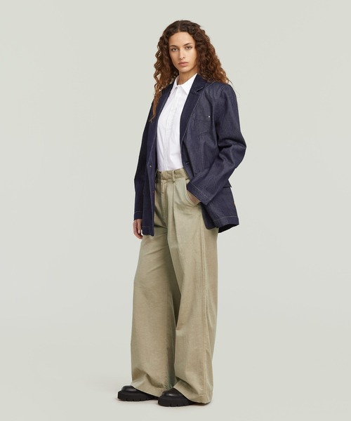 G-STAR（ジースター）の「【UNISEX】Oversized Blazer/オーバーサイズリジッドデニムブレザー（テーラードジャケット・レディース・ダークインディゴブルー・X-SMALL）」の4枚目の写真