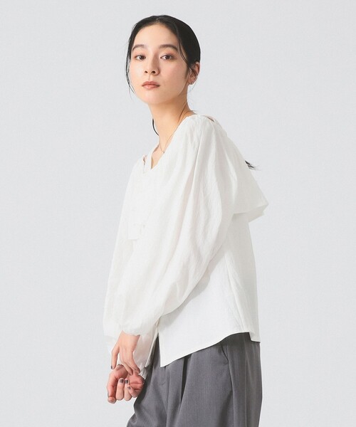 Ray BEAMS（レイビームス）の「ヨーク レイヤー オフショルダー ブラウス（シャツ/ブラウス・レディース・ホワイト/ブラック・ONE SIZE）」の6枚目の写真