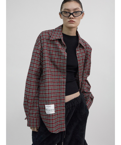 WHOLE PAPER(ホールペーパー)の「チェックコットンシャツ(レッド)(シャツ/ブラウス・レディース・レッド・ONE)」の1枚目の写真