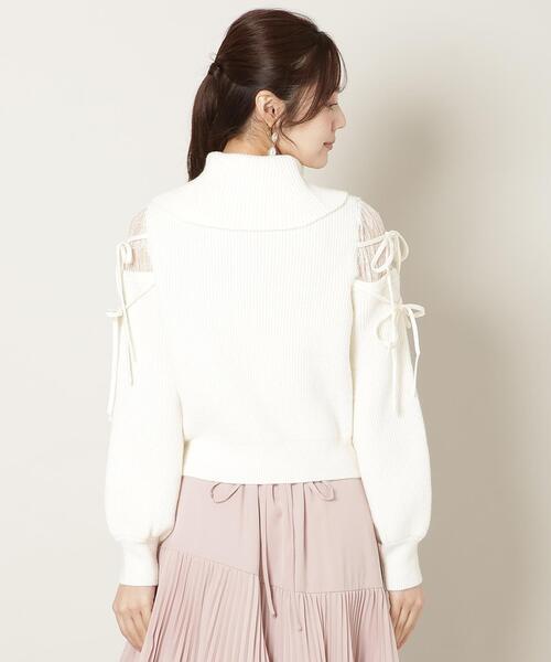 WILLSELECTION（ウィルセレクション）の「レースショルダーオフタートルニット（ニット/セーター・レディース・ブラック/ピンク/オフホワイト・FREE）」の5枚目の写真