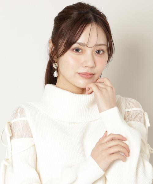 WILLSELECTION（ウィルセレクション）の「レースショルダーオフタートルニット（ニット/セーター・レディース・ブラック/ピンク/オフホワイト・FREE）」の6枚目の写真