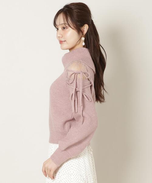WILLSELECTION（ウィルセレクション）の「レースショルダーオフタートルニット（ニット/セーター・レディース・ブラック/ピンク/オフホワイト・FREE）」の10枚目の写真