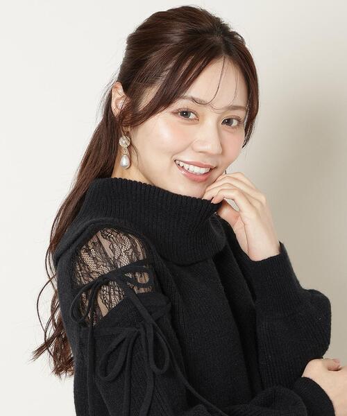 WILLSELECTION（ウィルセレクション）の「レースショルダーオフタートルニット（ニット/セーター・レディース・ブラック/ピンク/オフホワイト・FREE）」の18枚目の写真
