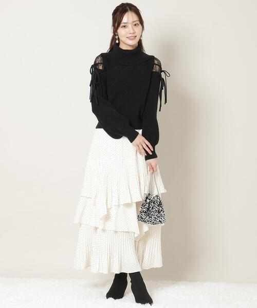 WILLSELECTION（ウィルセレクション）の「レースショルダーオフタートルニット（ニット/セーター・レディース・ブラック/ピンク/オフホワイト・FREE）」の21枚目の写真