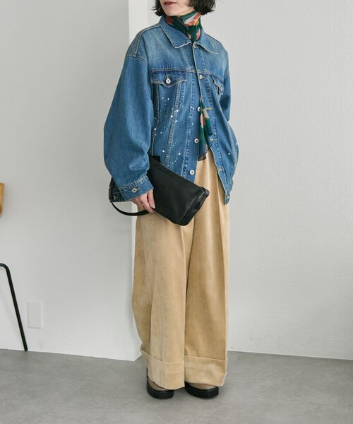 ear PAPILLONNER(イアパピヨネ)の「フラワーアーチストール(ストール/ショール・レディース・ダークグリーン/ライトグレー・FREE)」の4枚目の写真