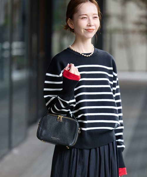 SLOBE IENA(スローブイエナ)の「パネルボーダーニット(ニット/セーター・レディース・ホワイト/ブラック・FREE)」の8枚目の写真