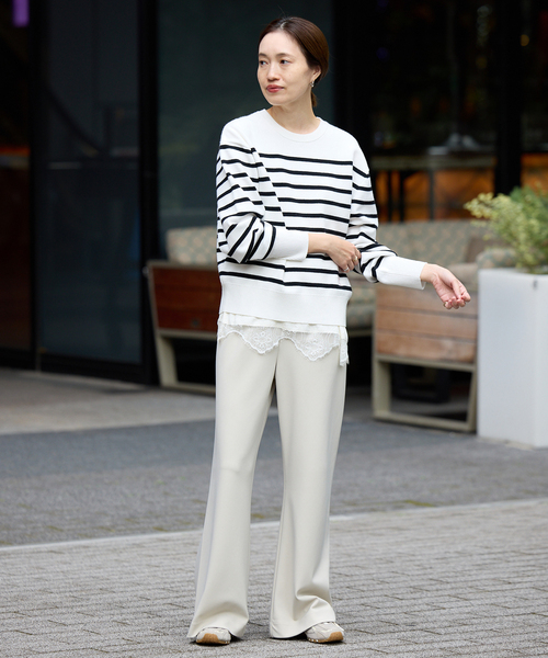 SLOBE IENA(スローブイエナ)の「パネルボーダーニット(ニット/セーター・レディース・ホワイト/ブラック・FREE)」の14枚目の写真