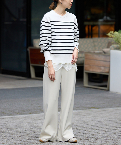 SLOBE IENA(スローブイエナ)の「パネルボーダーニット(ニット/セーター・レディース・ホワイト/ブラック・FREE)」の15枚目の写真