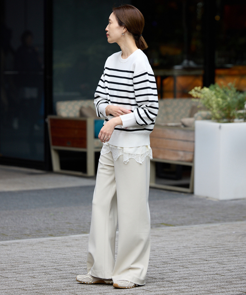 SLOBE IENA(スローブイエナ)の「パネルボーダーニット(ニット/セーター・レディース・ホワイト/ブラック・FREE)」の16枚目の写真