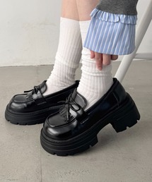 リボンフリンジ厚底ローファー