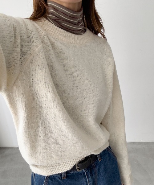 CANAL JEAN（キャナルジーン）の「El mar　ランダムボーダーハイネックロンT（Tシャツ/カットソー・レディース・グレー/ブラウン・ONE SIZE）」の6枚目の写真