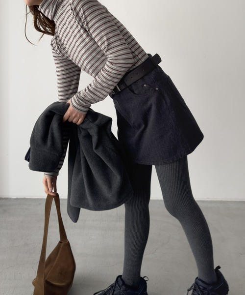 CANAL JEAN（キャナルジーン）の「El mar　ランダムボーダーハイネックロンT（Tシャツ/カットソー・レディース・グレー/ブラウン・ONE SIZE）」の8枚目の写真