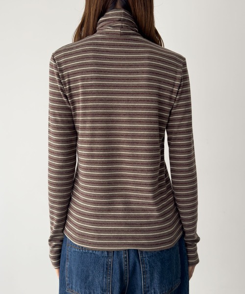 CANAL JEAN（キャナルジーン）の「El mar　ランダムボーダーハイネックロンT（Tシャツ/カットソー・レディース・グレー/ブラウン・ONE SIZE）」の14枚目の写真