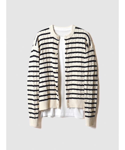 CABLE STRIPE CARDIGAN — кардиган в полоску, цвет ivory