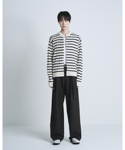 POKER FACE(ポーカーフェイス)の「CABLE STRIPE CARDIGAN IVORY(カーディガン/ボレロ・レディース・その他・48/50)」の3枚目の写真
