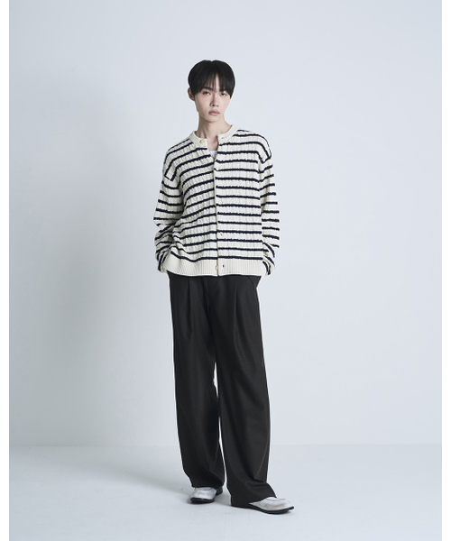 POKER FACE(ポーカーフェイス)の「CABLE STRIPE CARDIGAN IVORY(カーディガン/ボレロ・レディース・その他・48/50)」の5枚目の写真